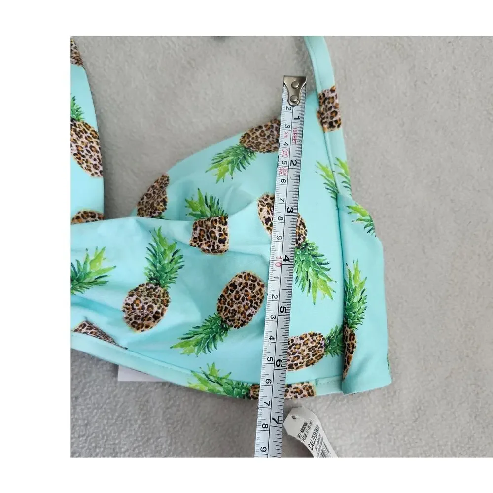 NEW Calzedonia Cobey Blue Pineapple Halter Bikini Size 38 Small - Picture 7 of 8